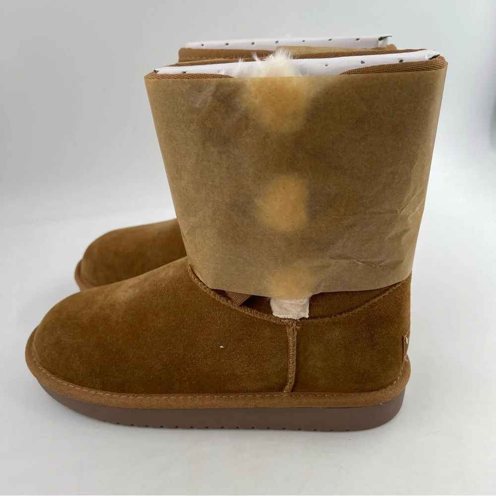 NIB! 🥾 Koolaburra Girls Victoria Short Chestnut Bow Detail Boots - Size 5.5